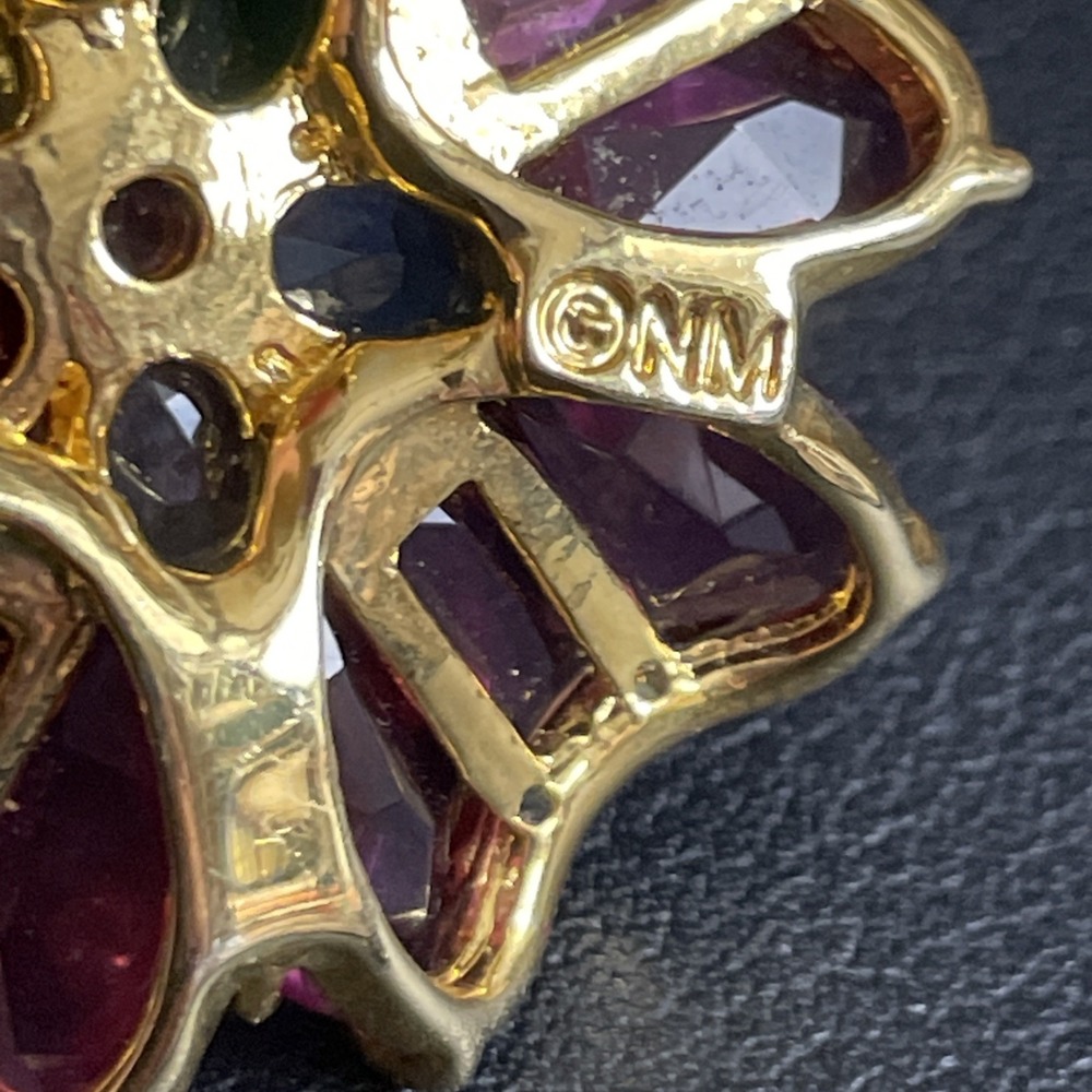 NOLAN MILLER Enhancer Pendant Jubilant Multi Color Flower Gold Tone Rhinestone - Picture 7 of 9
